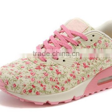 Top Quality Athletic Rubber Outsole Wholesale Running Shoes women Sport shoes with flower