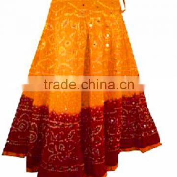 Tie and dye Jaipur Bandhani skirt with sequins Indian cotton skirt