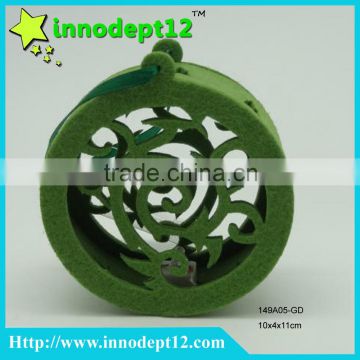 Green hole non woven - felt round shape Christmas hanging decoration with RGB led lighting