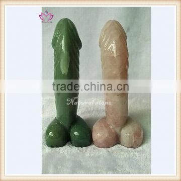 22cm big size Sex toy rose quartz and aventurine Penis For Women natural stone