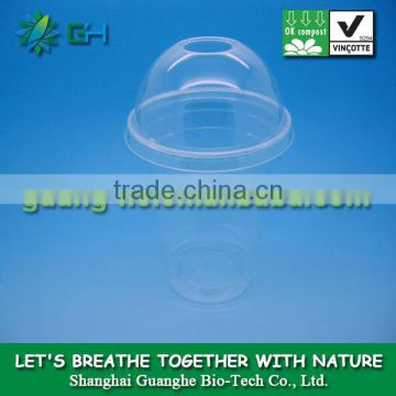 100%biodegradable disposable PLA compostable cups/ transparent PLA plastic cups for cold drink with dome lid