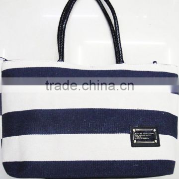 Fashion Lady stylish canvas cotton stripe bag