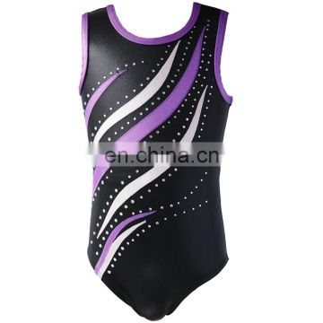 NT16070 rhinestone and sleeveless gymnastic leotards. Competition gymnastic suit for child and adult.Gymnastics training dress