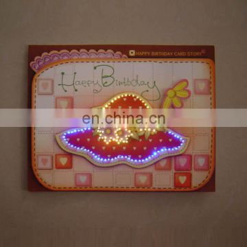 Fashionable promotional custom led light music christmas birthday greeting card for kids