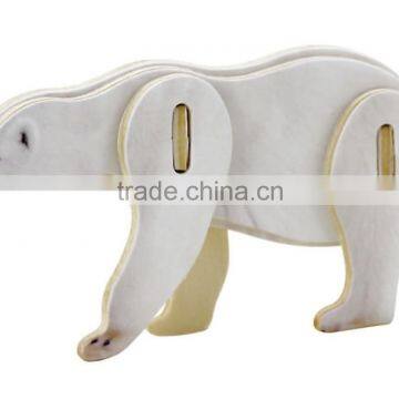 Hot sale DIY 3D wooden toy mini animal Polar Bear