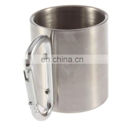 Stainless Steel Coffee Mug Wholesale Gift Cup Carabiner Hook Double Wall Travel Mug