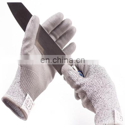 Industrial Gray PU Coated Level 5 Cut Resistant Hand Safety Gloves Anti Cut Gloves