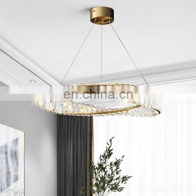 Post-modern Luxury Living Room Pendant Light Creative Round LED Crystal Chandeliers For Villa Restaurant