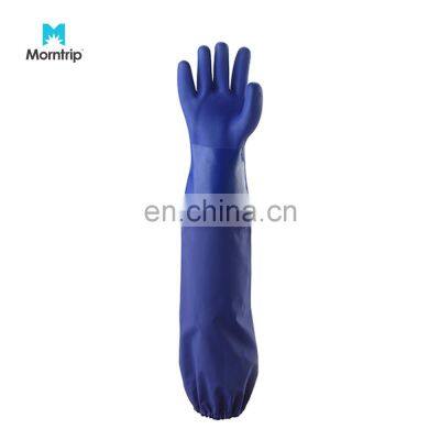 OEM long rubber custom logo PVC gloves industrial working Chemical resistant hand protection PVC cleaning gloves
