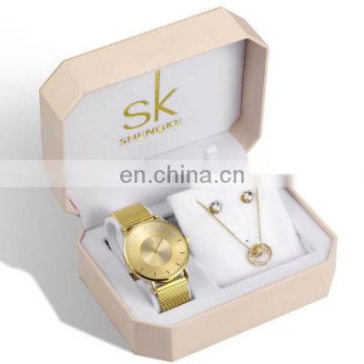 SHENGKE SK Golden Bracelet Wrist Watch Set Gift Sets for Girl Gifts For Women Montre Femme