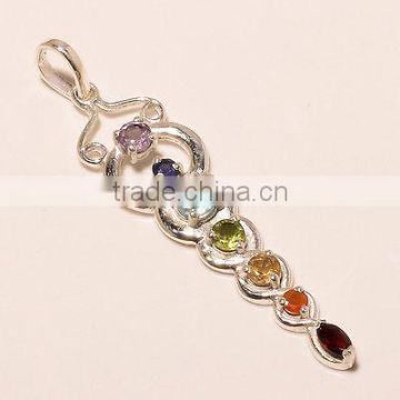 7 CHAKRA PENDANT 925 Sterling Silver Pendant, SILVER JEWELRY EXPORTER,SILVER JEWELRY WHOLESALE,LIGHT WEIGHT