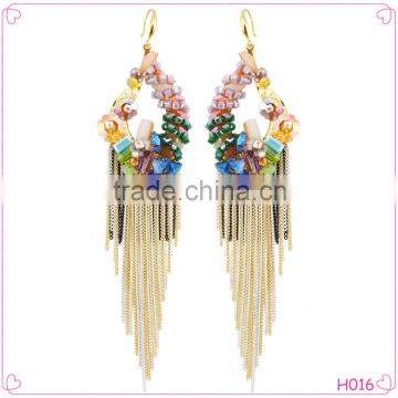 Fashion jewelry long chain fashion tassel bridal earrings
