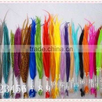 colorful hot sale cheap real rooster hair feather extensions