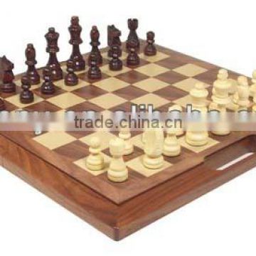 Standard UK Style Portable Natural Ebony And Maple Wood Giant Outdoor Chess Set