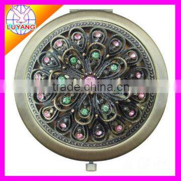 2013 new design hollow out round cosmetic pocket mirror factory sell