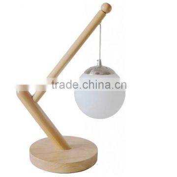 Wooden Arm Globe Shade Pendant Desk Lamp