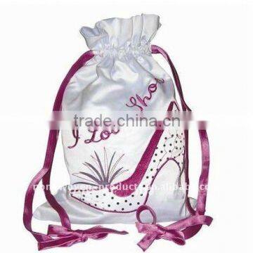 Lovely and fashion satin Pouch bags eco with drawstring for shoes