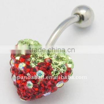 Crystal Body Percing Belly Ring, with Stainless Steel(SWAR-G024-227+214)