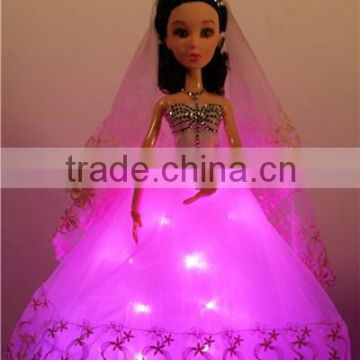 Royal Lighting White Princess Evening Dress with Stars & Fuller Skirt for LED Toys