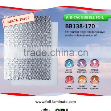 Fire retardant single sided bubble aluminium foil