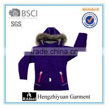 full color winter waterproof and windproof kid jacket with fur collar