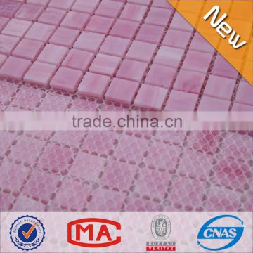 elegant 3mm thickness pink glass mosaic tiles square glass mosaic straight cut stained glass craft wall decoration