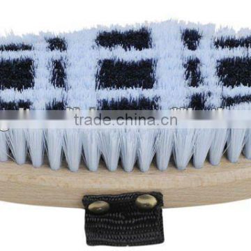 two-tone horse hair brush wooden back with pp strap