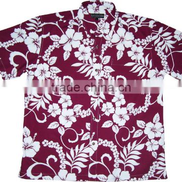 Large size men's short-sleeved Hawaiian flower shirt fashion floral shirt Slim shirt M