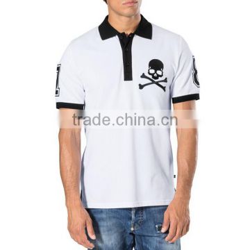 hot sale soft fabric skull pattern printed polo new model men's t-shirt wholesale in China