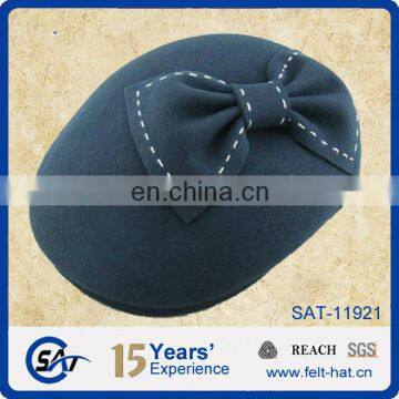 Wholesale pure wool felt l cap with bowknot