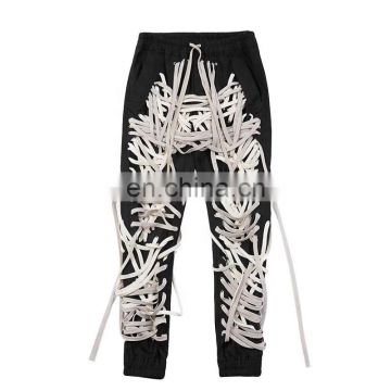 TWOTWINSTYLE Patchwork Bandage Women's Trouser High Waist Casual Summer 2020 Streetwear Fashion Tide
