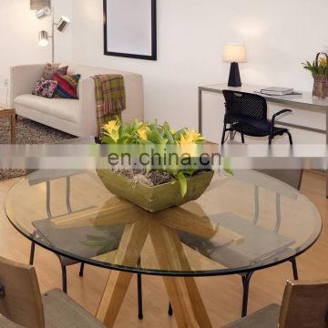Free Sample Cheap Classic 4 Seater Modern Tempered Glass Table Top Dining Table top