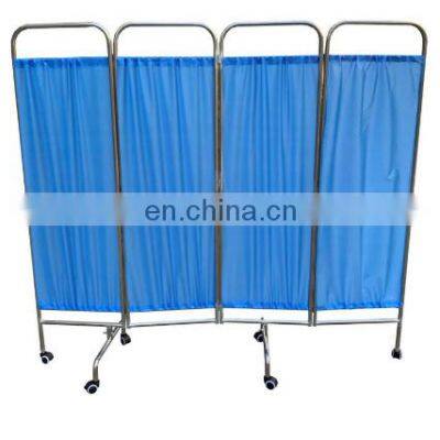 Factory Price 201 Stainless Steel Frame 4 Folding Movable Ward Screen for Hospital