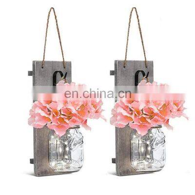 Rustic Wall Sconces Mason Jar with LED Home Decor Light Set of Two