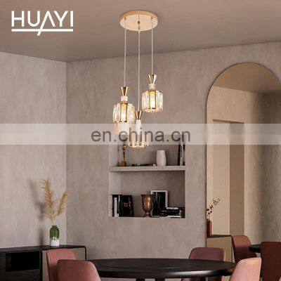 HUAYI Modern Style E27 Iron Crystal Kitchen Dining Room Nordic Ceiling Hanging Pendant Light