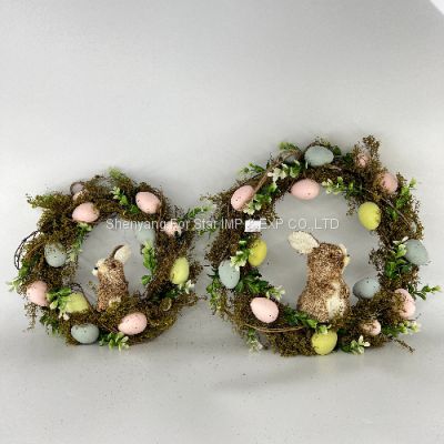 Shenyang For Star Wholesale Handmade Craft Home Decoration Door Easter Egg Wreath With Bunny