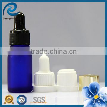 wholesale 10ml blue frosted glass bottles with childproof caps