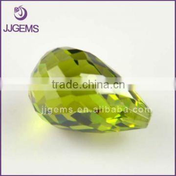 Hot Sale Peridot Drilled Hole Faceted Water Drop Glass Bead For Jewelry
