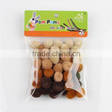 Factory supply DIY crafts brown series pompoms toys for kids or wedding party decoration