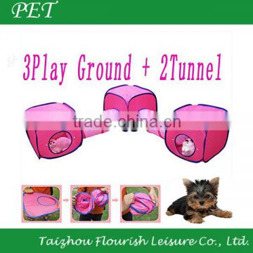 pink color cat tunnel, pet climbing cat tunnel, paw print sisal cat tunnel