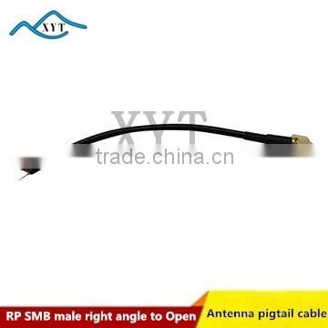 Customized RP SMB Male Right Angle to wire stripping RF Connecting line pigtial cable