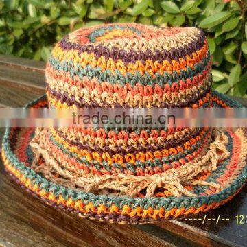 Zhejiang manufacture promotional crochet raffia straw summer hats