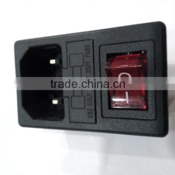 15A 250V AC power socket with fuse and 4pin rocker switch