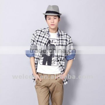 New 100% cotton British style long sleeve casual fashion classic plaid flannel men shirt