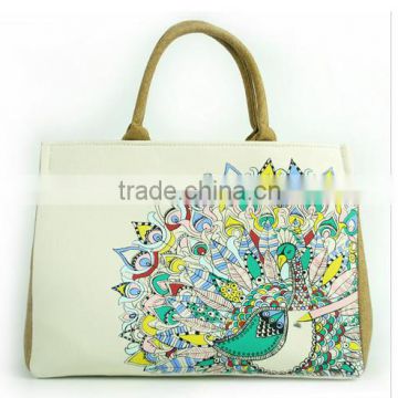 Wholesaler Heavy Duty Canvas Tote Crochet Bag with Art Printing