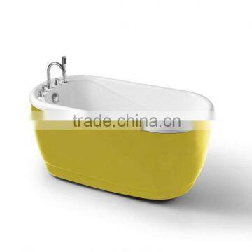 oval bathtub,small bathtub,yellow and white color