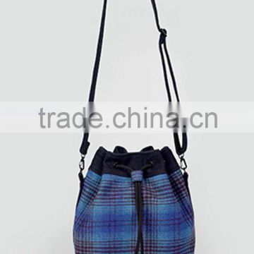 fashion new desgin tweed drawstring messenger bag