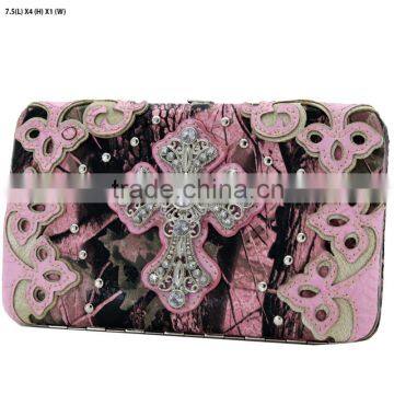 Cowgirl Rodeo Rhinestone cross decorative western camo wallets