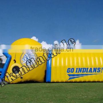 yellow inflatable sports helmet tunnel
