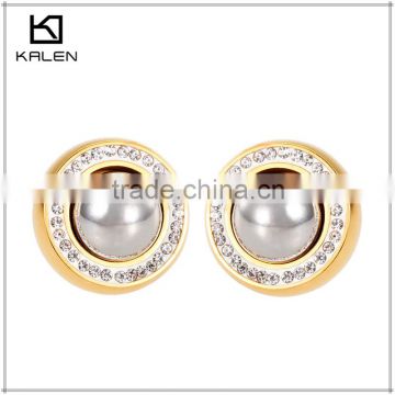 saudi 24k solid gold plated pearl bead earrings jewelry